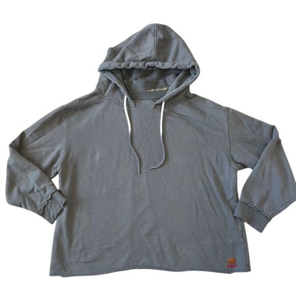 Peace Love World Mock Neck Sweatshirt Hoodie Dip Dye Drawstring Gray Size Large‎